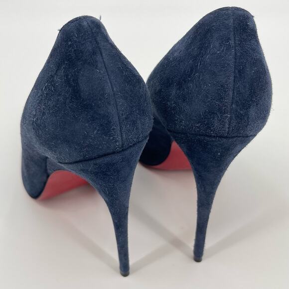 Christian Louboutin | Alminette 100 Veau Velours Marine Navy Suede Pumps 41 / 11 - Picture 14 of 15